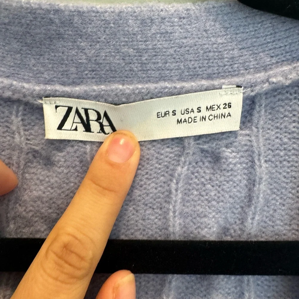 Zara Lavender Cable Knit Cardigan Cropped Grandpa Sweater Soft Cozy Scandi 6 - Picture 4 of 7